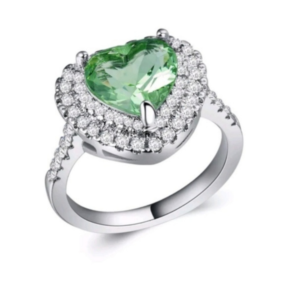 New 925 silver heart shaped green amethyst ring - Picture 4 of 4